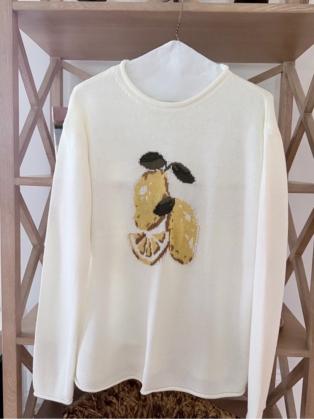 Sunday Edition Lemon Motif Knit Long-Sleeve Sweater